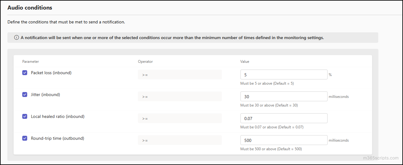 audio quality for in-progress meetings in Microsoft Teams