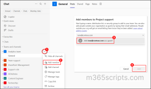 Add Guest to a Team Using Teams Client