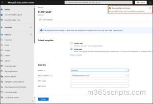 Invite a guest user in Microsoft admin center