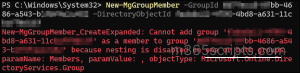 Error adding a group as a member when the target group has nesting disabled