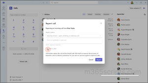 Report a group call in Microsoft Teams