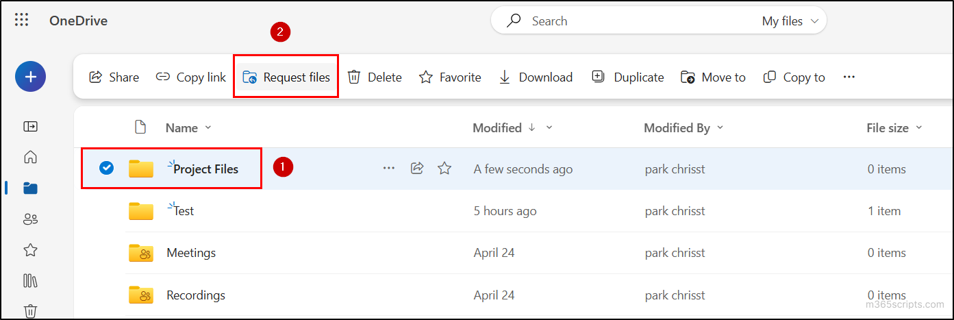 Create a File Request in Microsoft OneDrive