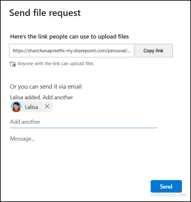 Send File Request in OneDrive