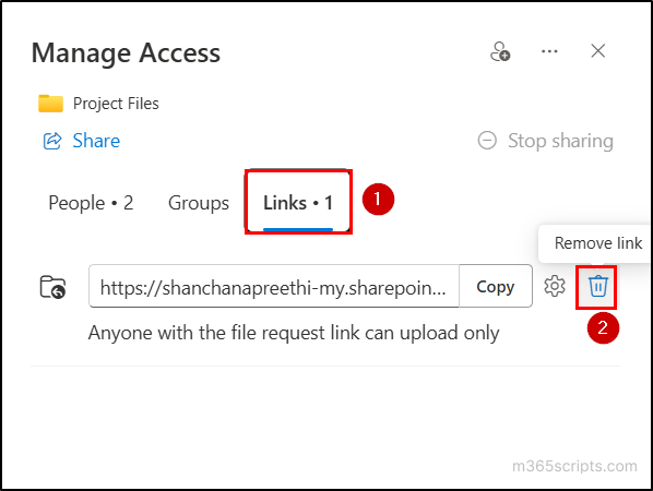 Remove Links Shared through File Requests